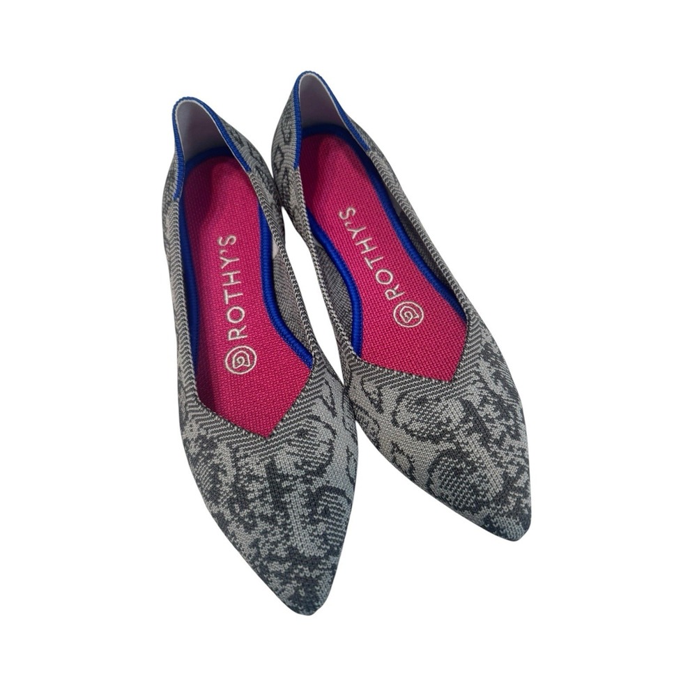 Rothy's The Point Flats Size 6 Gray Snake Print New without Box